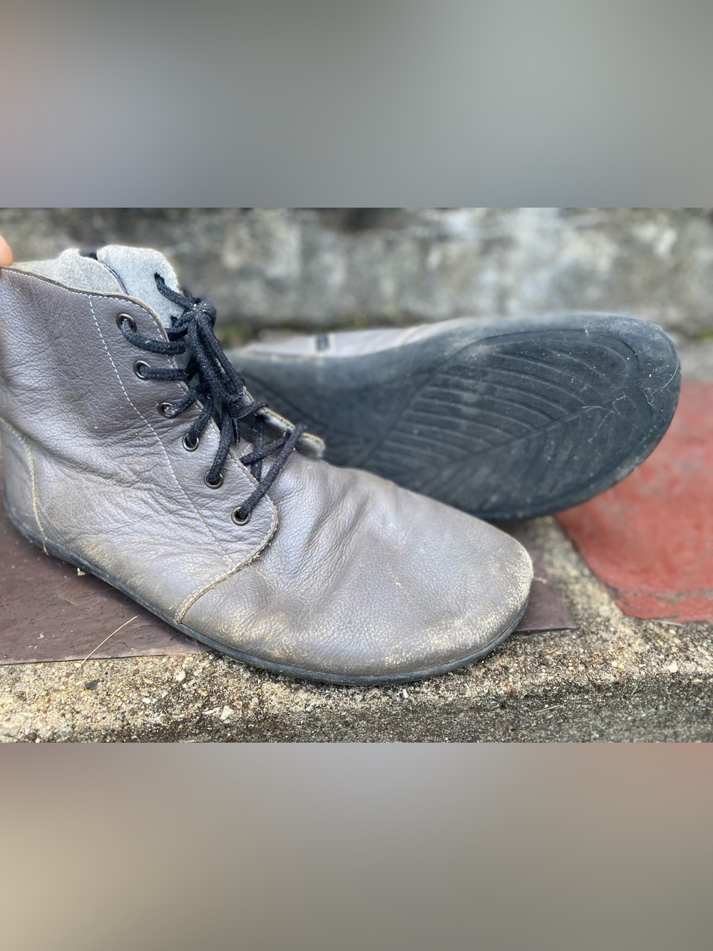 Men's Gray Leather Lace-Up side zipper insulated Boots